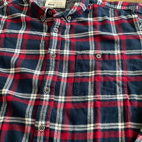 Plaid On The Road Men’s button down casual cotton work Shirt Slim fit Size XL 44 - Picture 4 of 10